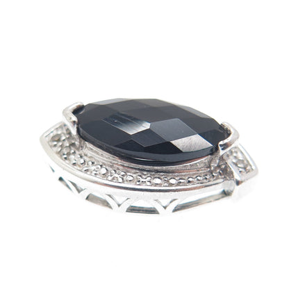 NEVADA 925 Sterling Silver Real Diamond & Black Spinel Minimalist Pendant