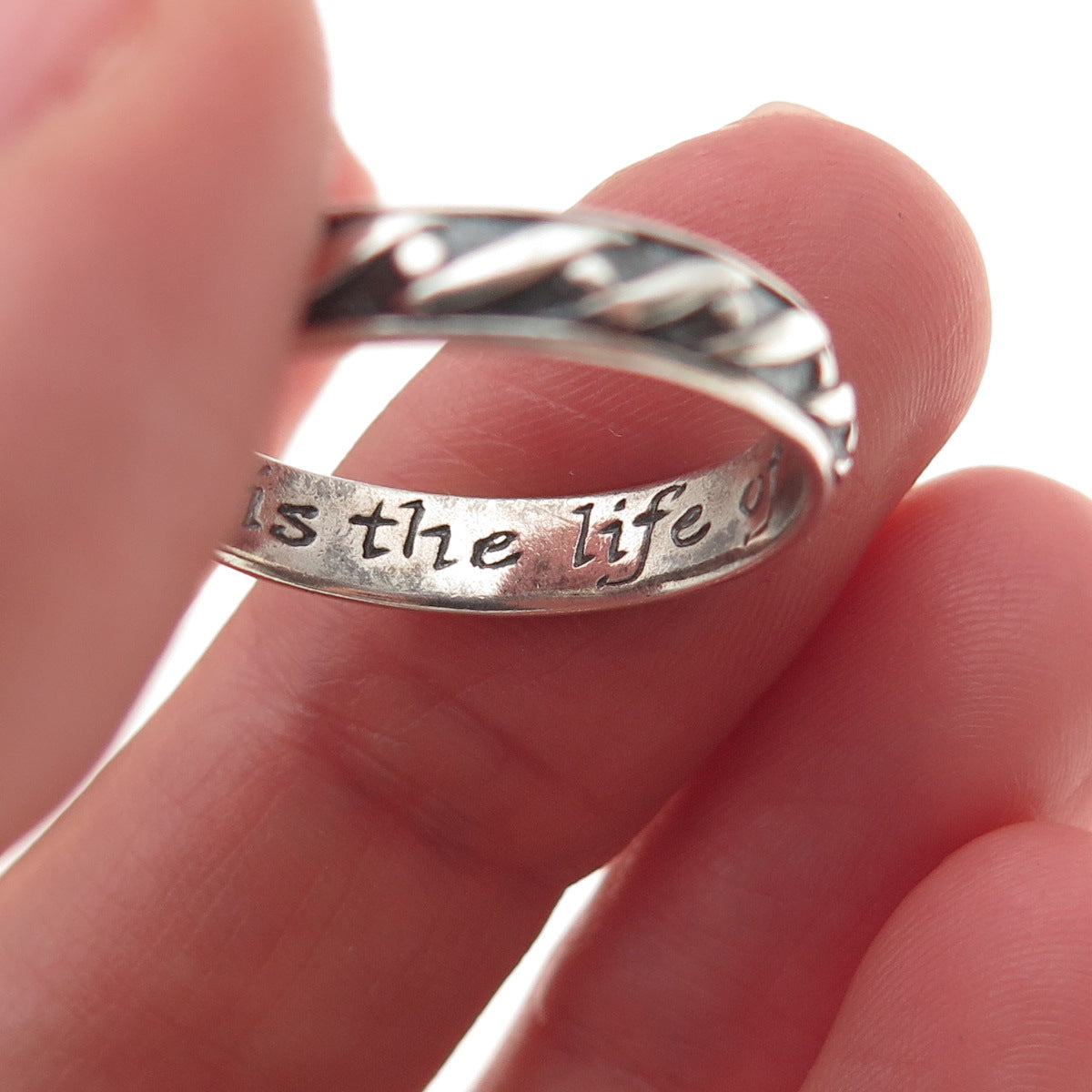 Laurel Elliot Sterling Silver Vintage Hope is The Life of Love Band Ring Size 9