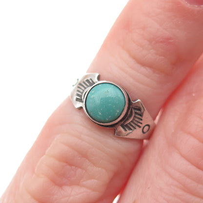 Old Pawn 925 Sterling Silver Vintage Southwestern Turquoise Baby Ring Size 0.5