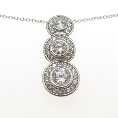KLEO 925 Sterling Silver Round-Cut C Z Drop Cable Chain Necklace 18-20"