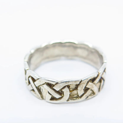 925 Sterling Silver Vintage Celtic Band Ring Size 5.75
