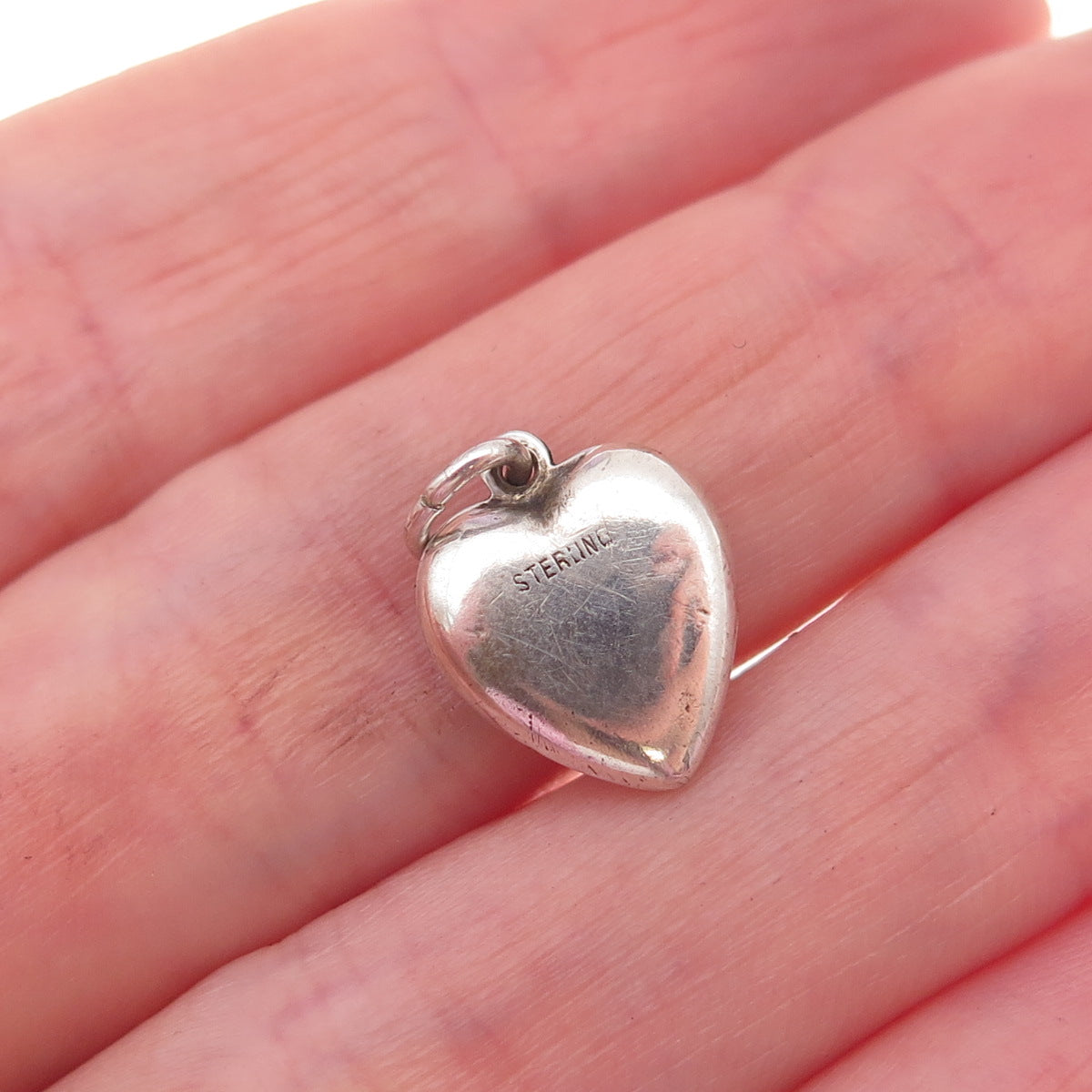 925 Sterling Silver Antique Art Deco Heart Chatelaine Charm Pendant