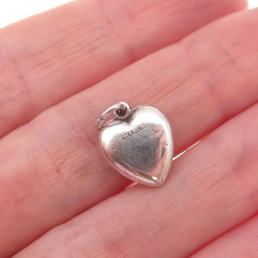 925 Sterling Silver Antique Art Deco Heart Chatelaine Charm Pendant
