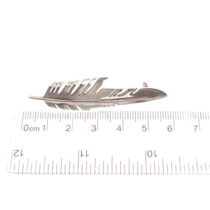 Old Pawn 925 Sterling Silver Vintage Southwestern Feather Pin Brooch / Pendant