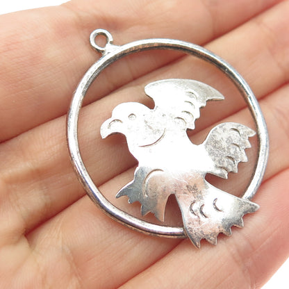 925 Sterling Silver Vintage Mexico Eagle Bird Oxidized Charm Pendant