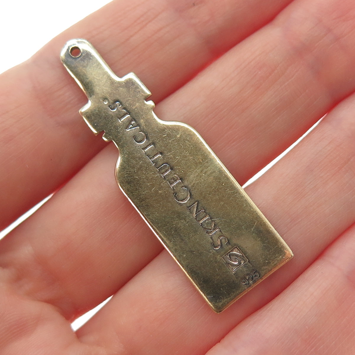 925 Sterling Silver Gold Plated Vintage SkinCeuticals C E Ferulic Tag Pendant
