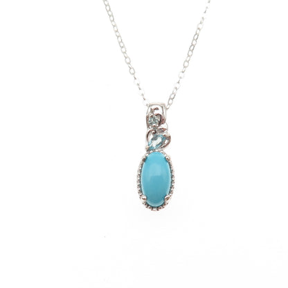 Chuck Clemency 925 Sterling Silver Real Tanzanite Aquamarine Chain Necklace 20"