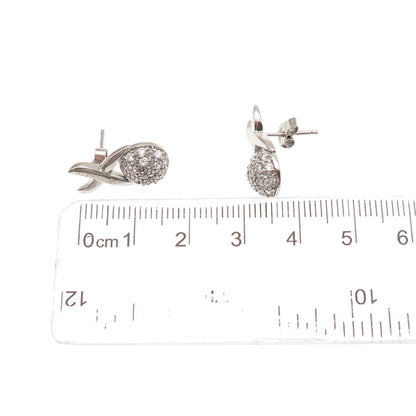 925 Sterling Silver Round-Cut C Z X-Shape Earrings