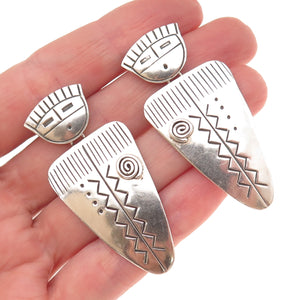 Old Pawn 925 Sterling Silver Vintage Southwestern Kachina Doll Dangle Earrings