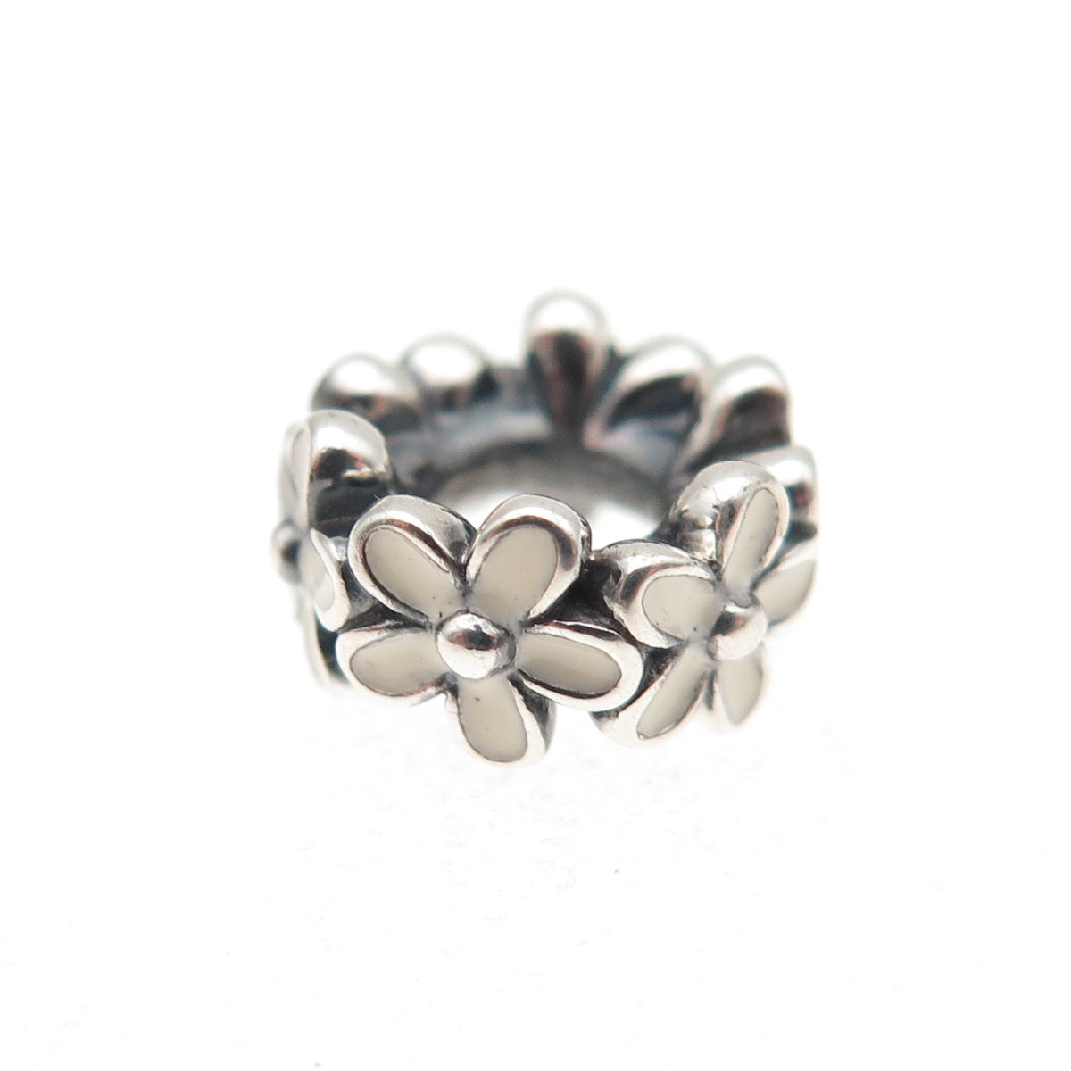 Pandora 925 Sterling Silver Enamel Darling Daisies Slide Spacer Charm