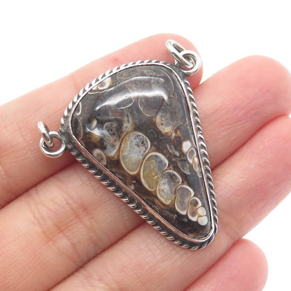 Old Pawn Sterling Silver Vintage Southwestern Fossil Agate Centerpiece Pendant