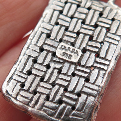 Sarda 925 Sterling Silver Vintage Woven Oxidized Charm Pendant