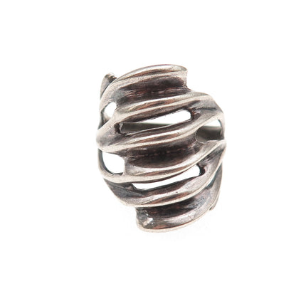 925 Sterling Silver Vintage Modernist Oxidized Ring Size 6.75