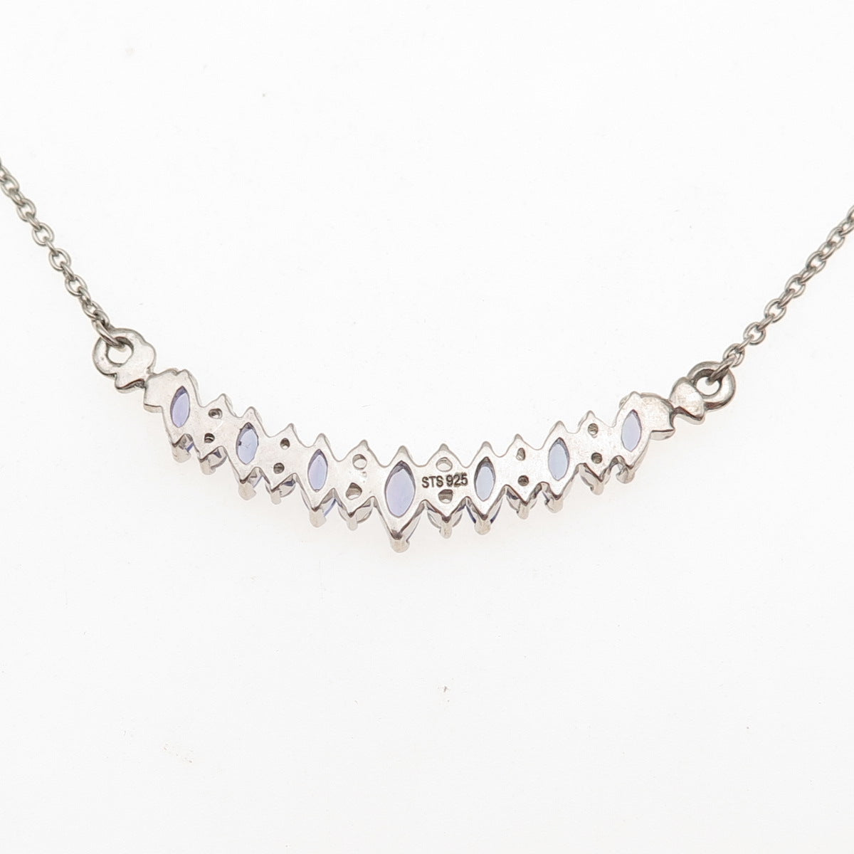 Chuck Clemency 925 Sterling Silver Real Tanzanite & White Topaz Necklace 18"