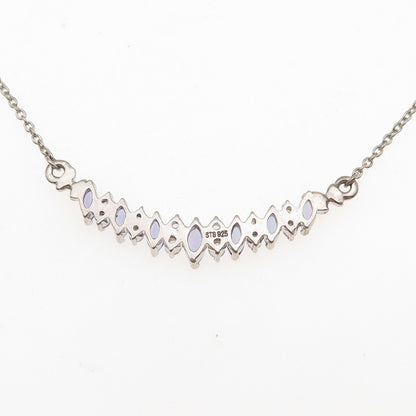 Chuck Clemency 925 Sterling Silver Real Tanzanite & White Topaz Necklace 18"