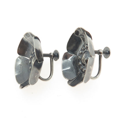 METROPOLITAN MUSEUM OF ART Sterling Silver Antique Flower Screw Back Earrings