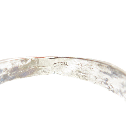 925 Sterling Silver Vintage Ribbed Oxidized Ring Size 9.25