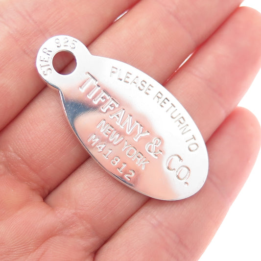 TIFFANY & CO. 925 Sterling Silver Vintage Return to Tiffany Tag Charm Pendant