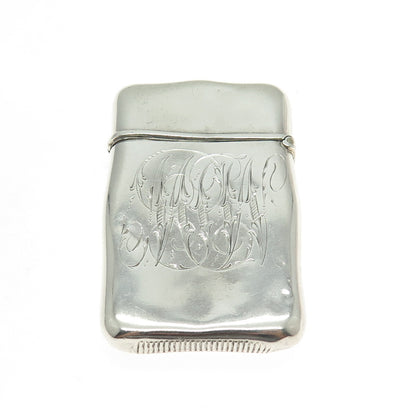 925 Sterling Silver Antique Art Deco Engraved "M&W" Collectable Vesta Match Case