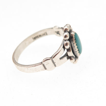 Bell Trading Post Old Pawn 925 Sterling Silver Vintage Turquoise Ring Size 4.75
