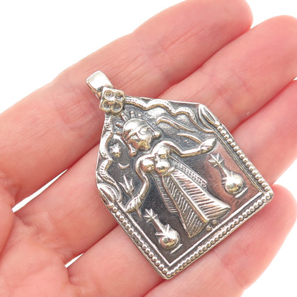800 Silver Vintage Kali Hindu Goddess Oxidized Pendant