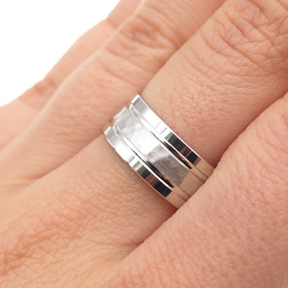 925 Sterling Silver Hammered Band Ring Size 8.25