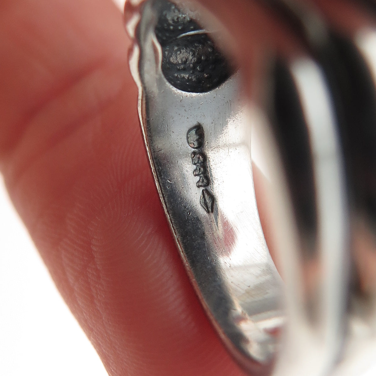 Lotus 999 Fine Silver Vintage Modernist Teardrop Oxidized Ring Size 7