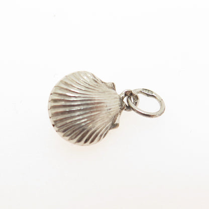 925 Sterling Silver Vintage Seashell Minimalist 3D Charm Pendant