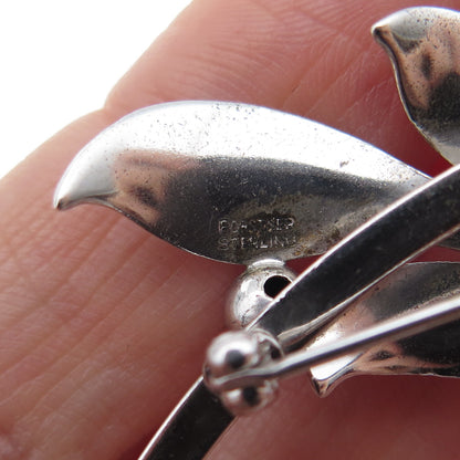 FORSTNER 925 Sterling Silver Vintage Modernist Floral Leaf Pin Brooch