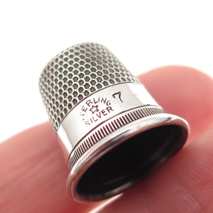Waite Thresher 925 Sterling Silver Antique Art Deco Sewing Thimble Size 7