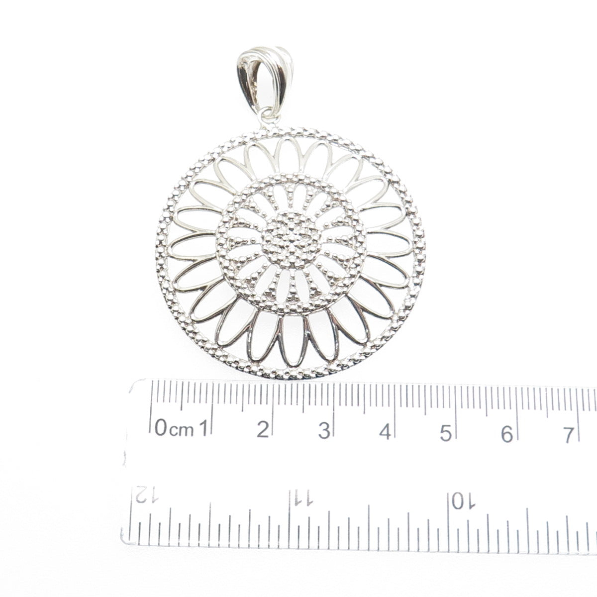 MILOR 925 Sterling Silver Vintage Italy Flower Granulated Pendant