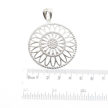 MILOR 925 Sterling Silver Vintage Italy Flower Granulated Pendant