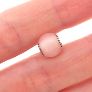 Pandora 925 Sterling Silver Real Rose Quartz Essence Caring Slide Bead Charm