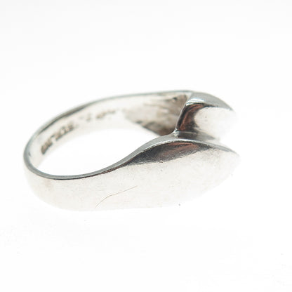 925 Sterling Silver Vintage Modernist Bypass Ring Size 7.25