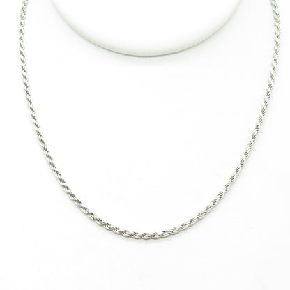 925 Sterling Silver Italy Twisted Rope Chain Necklace 24"