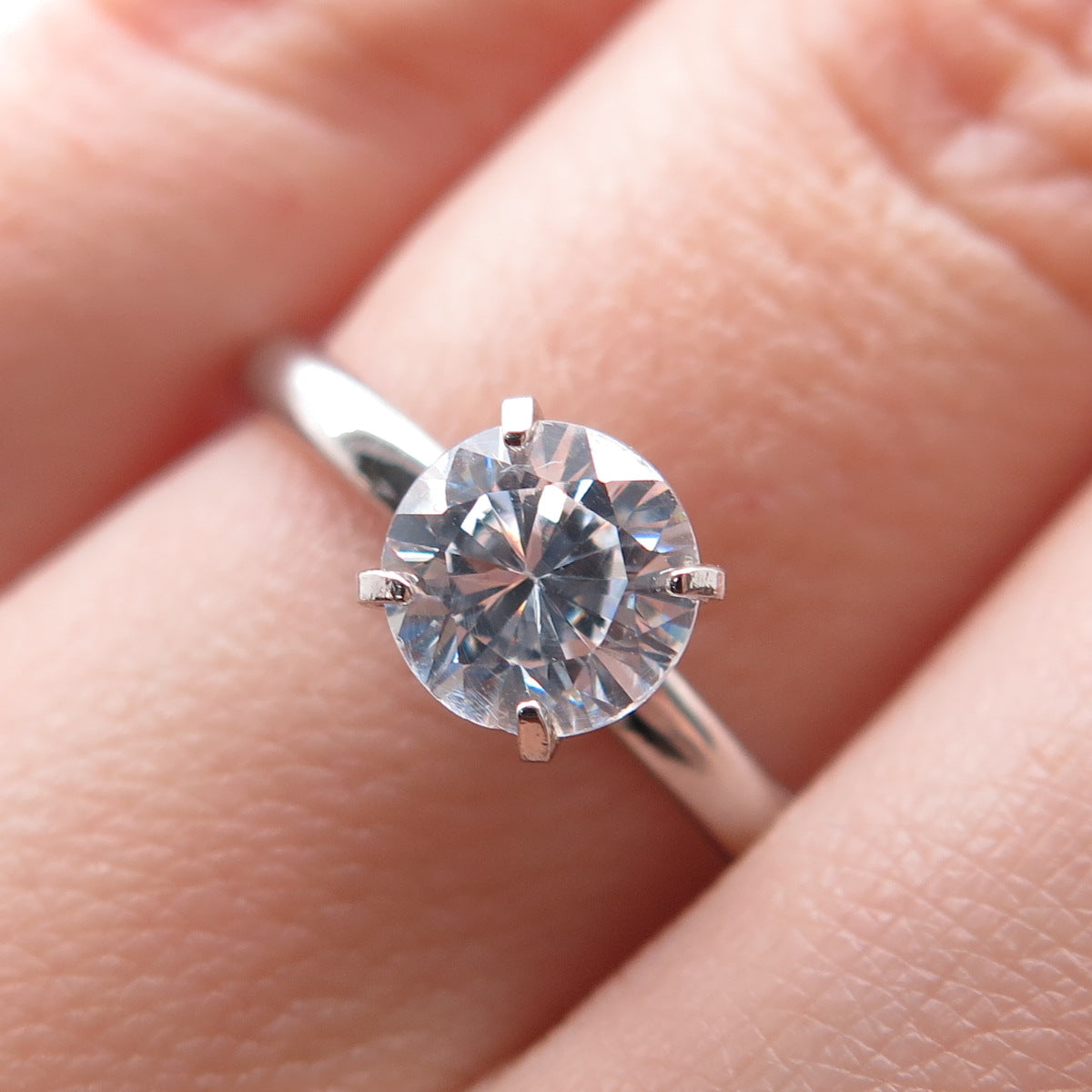 VARGAS & LIND 925 Sterling Silver Antique Art Deco C Z Engagement Ring Size 7