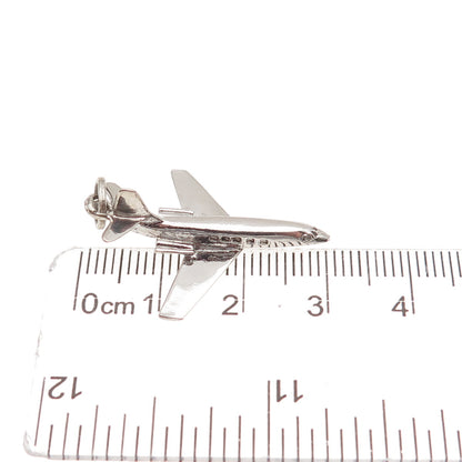 Spencer 925 Sterling Silver Vintage Airplane Jet 3D Charm Pendant