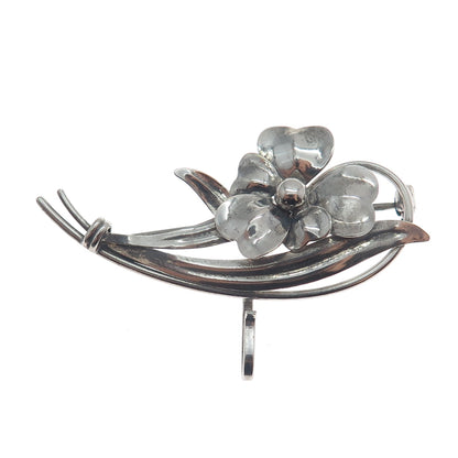 CARL ART 925 Sterling Silver 1/20 12K Gold Filled Antique Flower Oxidized Brooch