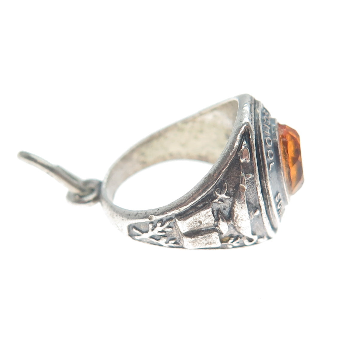BEAU 925 Sterling Vintage Rhinestone Highland Springs HS Ring Mini Charm Pendant