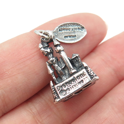 WALT DISNEY 925 Sterling Silver Vintage Cinderella Castle Charm Pendant