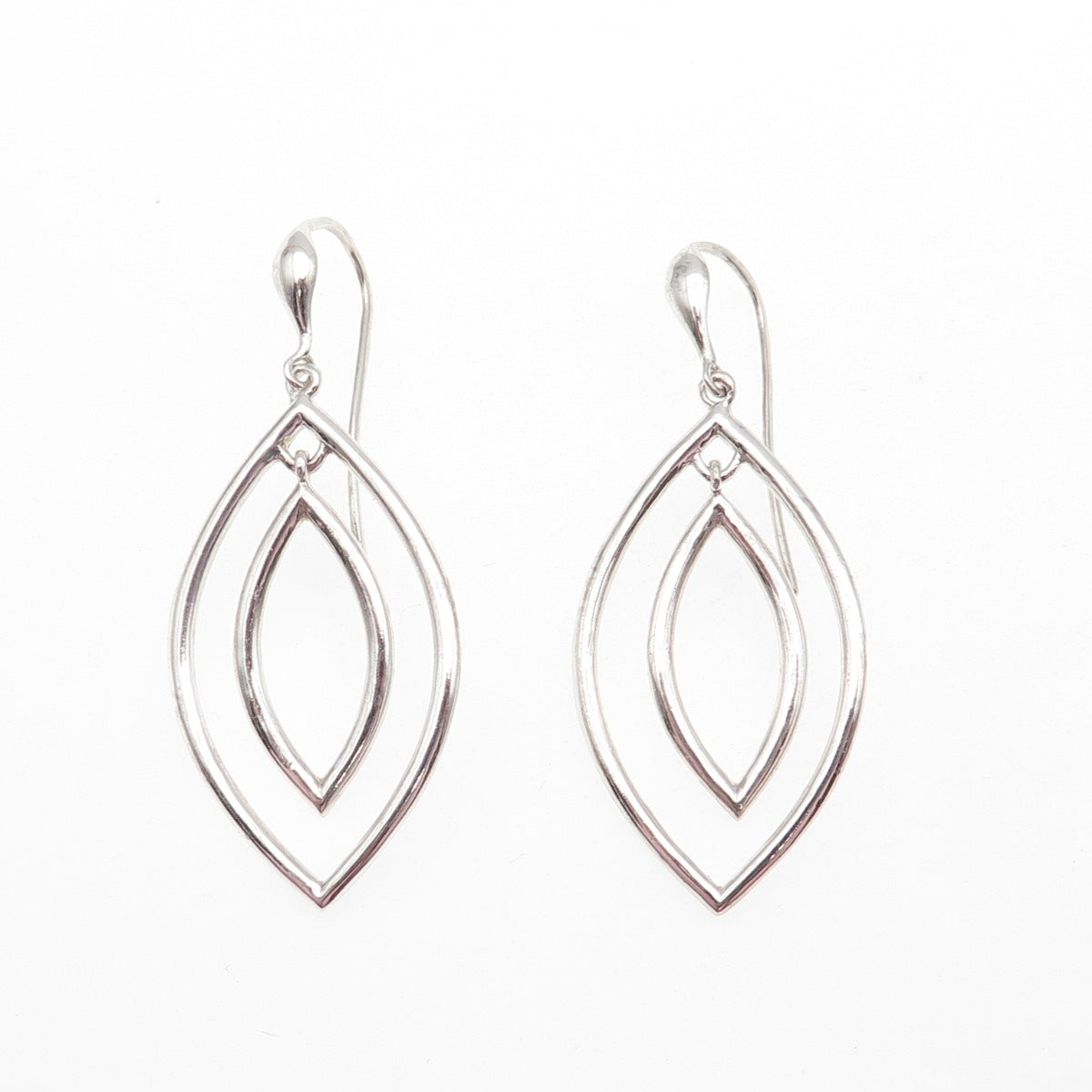 ZINA 925 Sterling Silver Vintage Modernist Petal Dangle Earrings