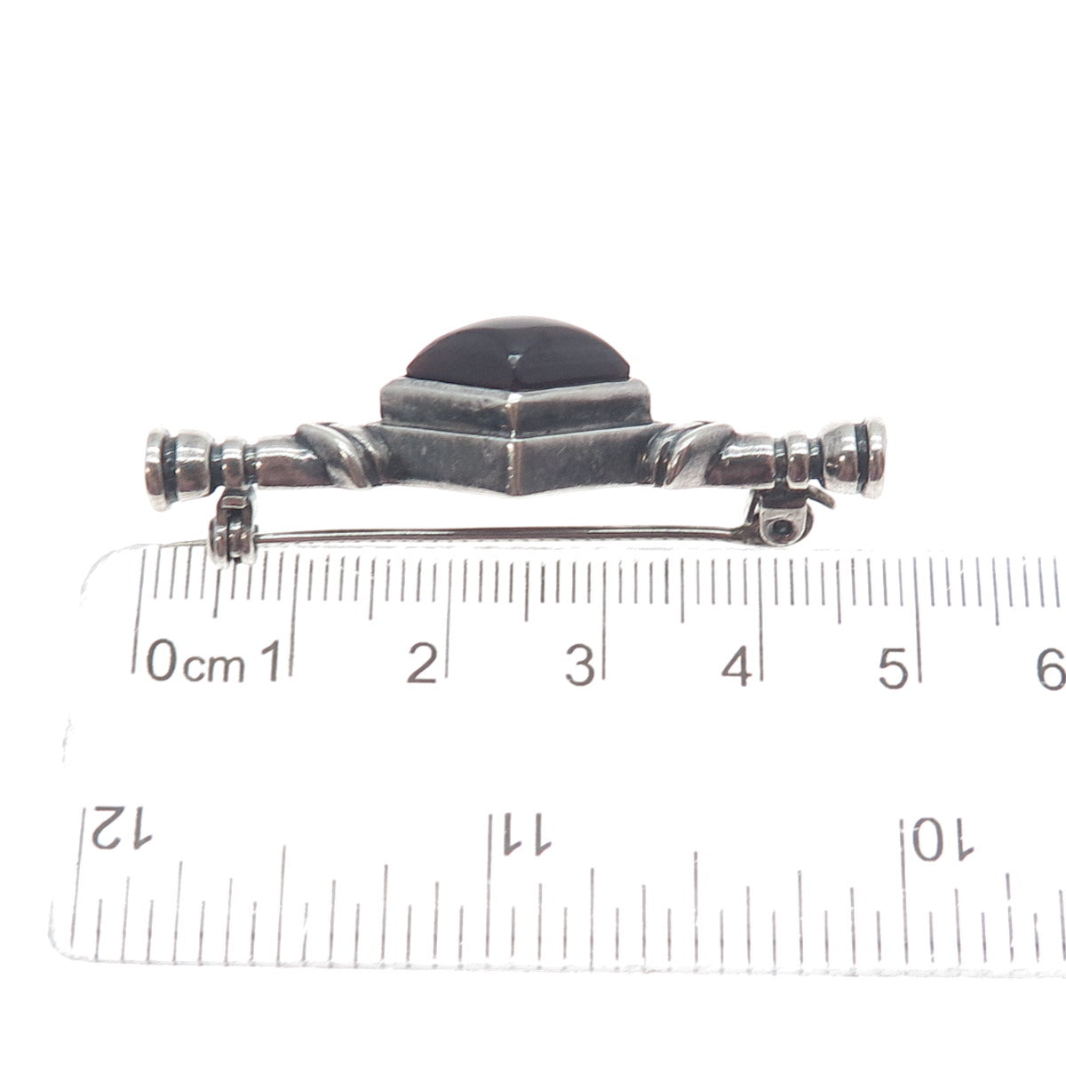ELAN E. VARSHAY 925 Sterling Silver Vintage Real Tourmaline Oxidized Pin Brooch