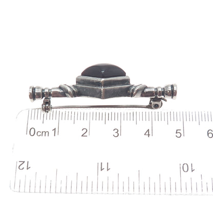 ELAN E. VARSHAY 925 Sterling Silver Vintage Real Tourmaline Oxidized Pin Brooch