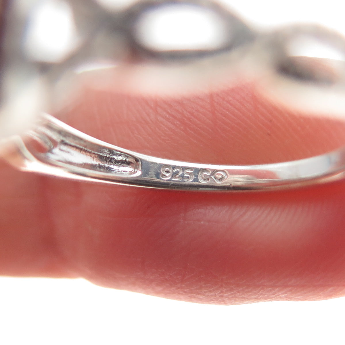 925 Sterling Silver Real Round-Cut Diamond Infinity Ring Size 7