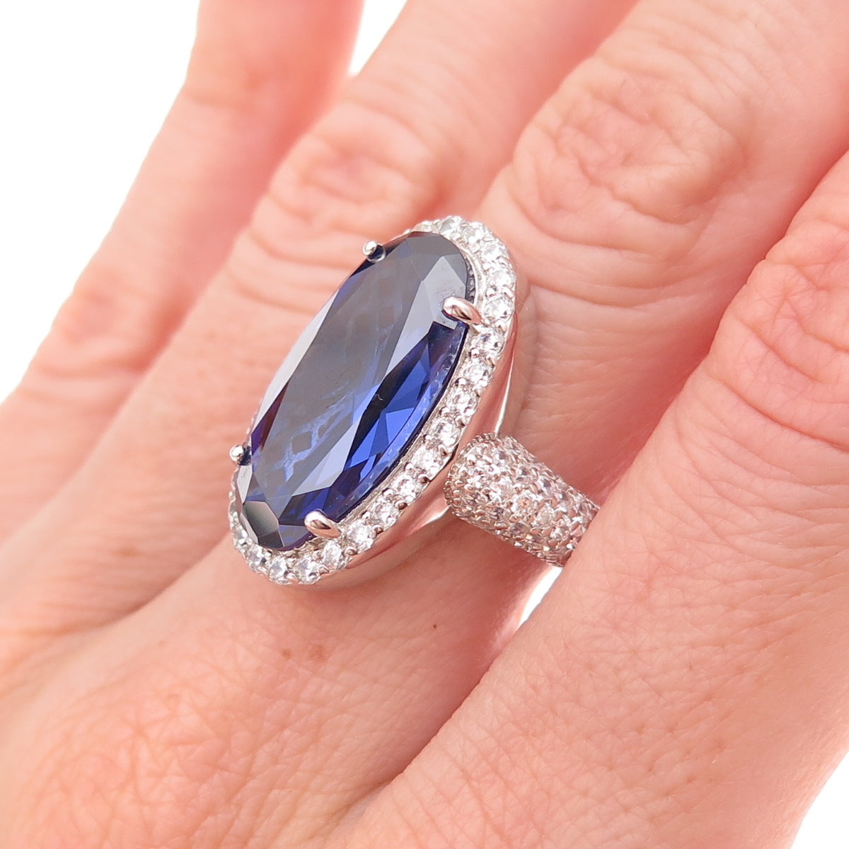 Charles Winston for Bella Luce Sterling Silver Blue & White C Z Ring Size 8.5