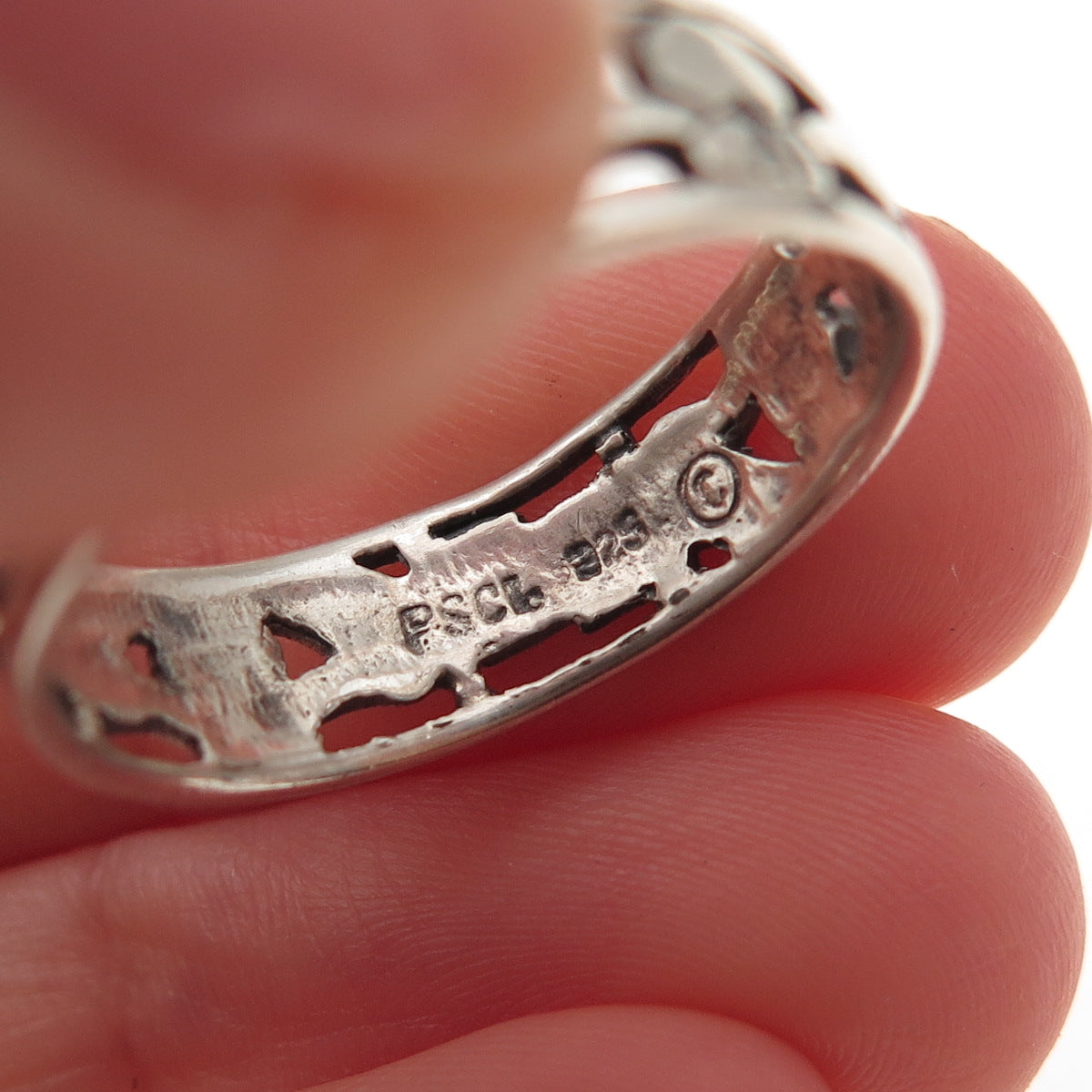 Peter Stone Sterling Silver Vintage Irish Claddagh Oxidized Band Ring Size 9.5