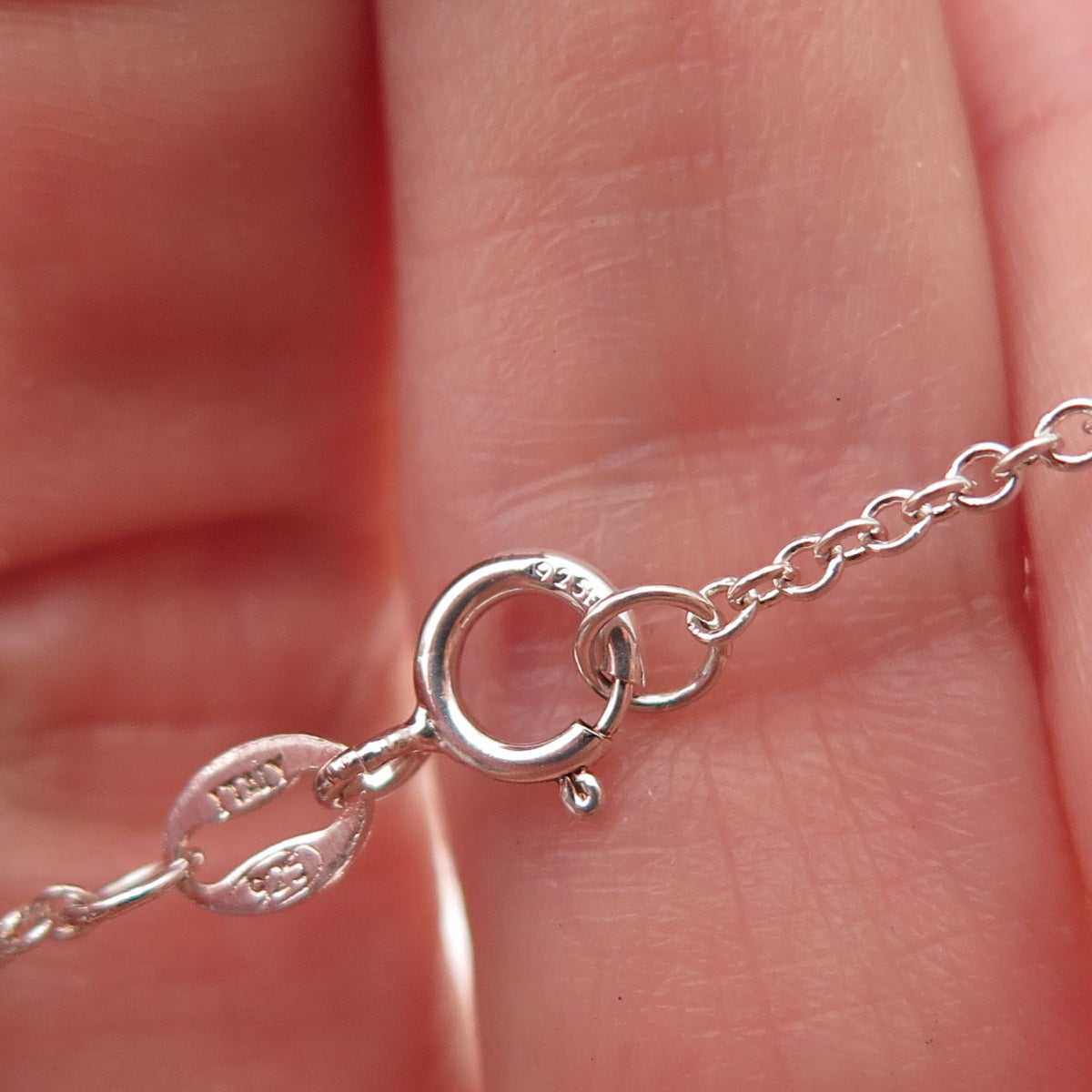 925 Sterling Silver Vintage Love Cable Chain Necklace 16"