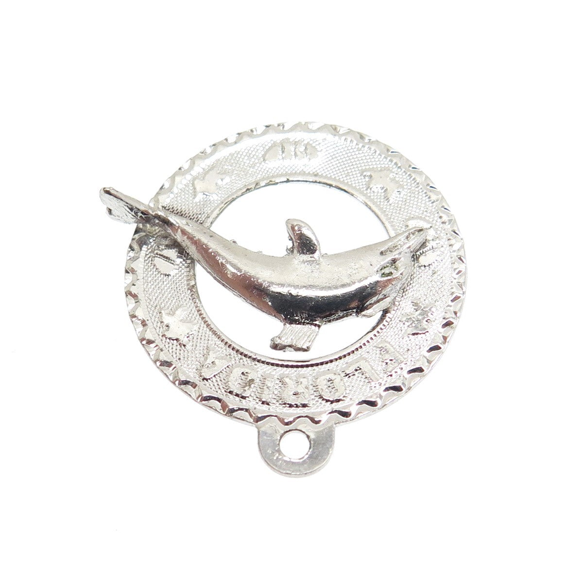 925 Sterling Silver Vintage "Florida" Dolphin Pendant