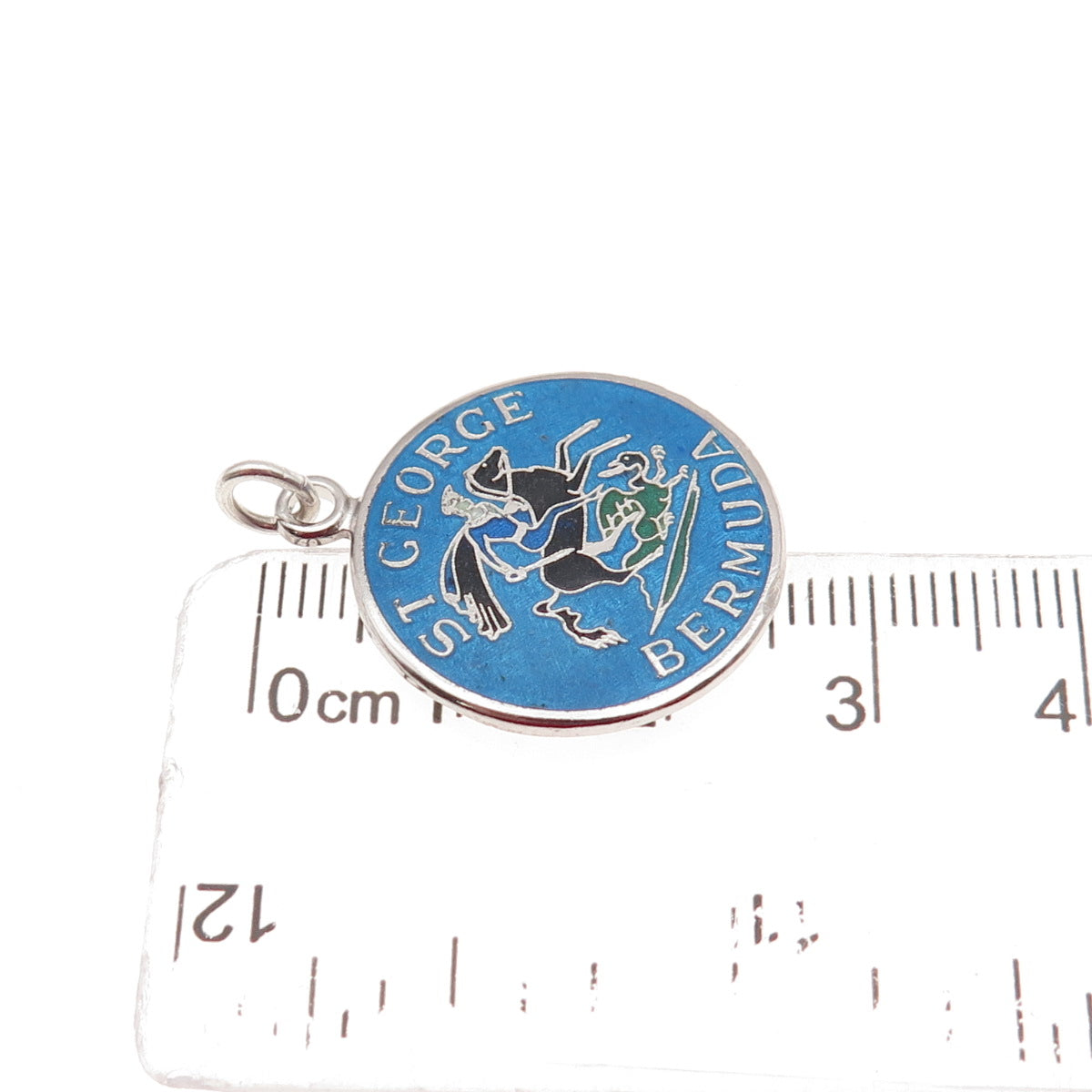 Breadner Co. 925 Sterling Silver Vintage Enamel St. George Bermuda Charm Pendant