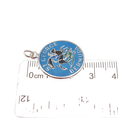 Breadner Co. 925 Sterling Silver Vintage Enamel St. George Bermuda Charm Pendant